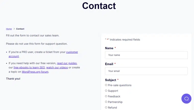 SEOPress Contact