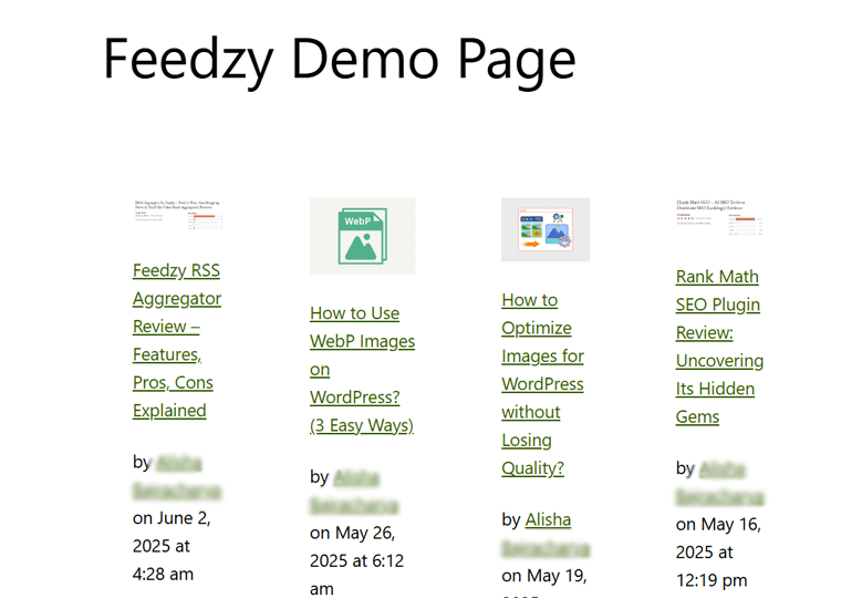 Feedzy RSS Feed Page Example