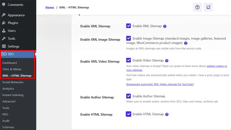 XML HTML Sitemaps