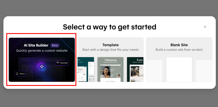 Choose AI site Builder