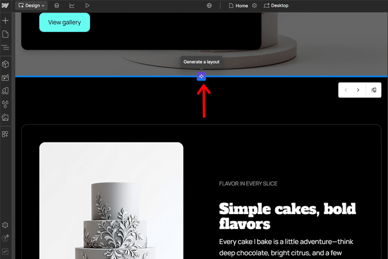 Click Generate a layout Icon