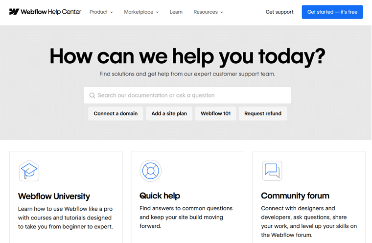 Webflow Support Options
