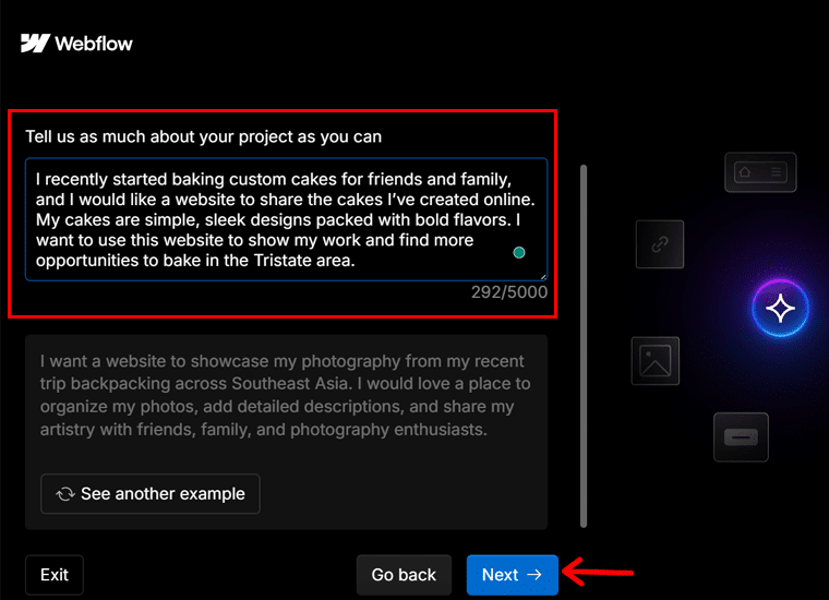 Write Details About your Project Webflow