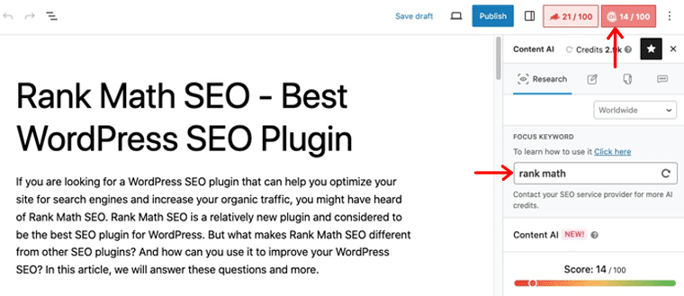 Add Keyword in Content AI