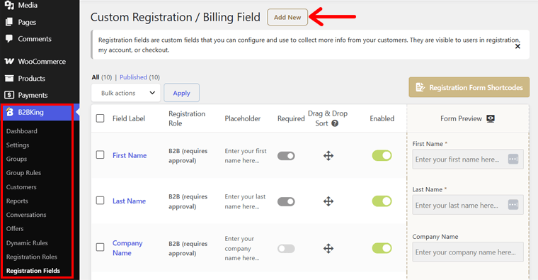 Add New Registration Field