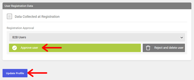 Approve User and Update Profile