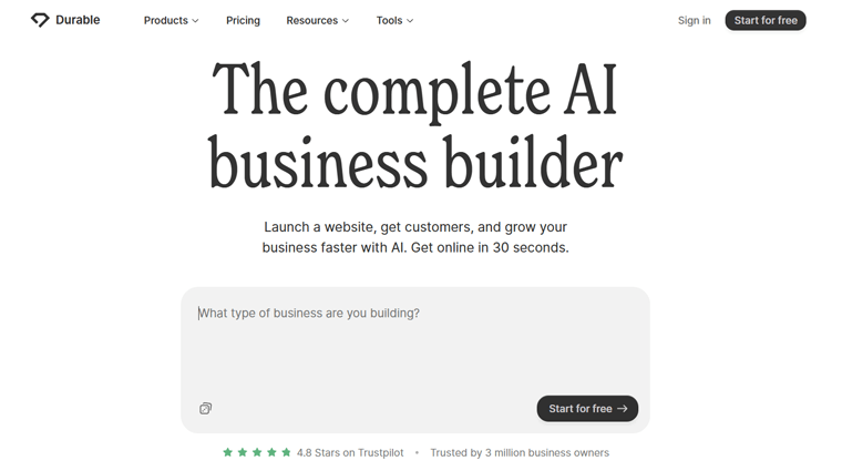 Durable AI Website Builder