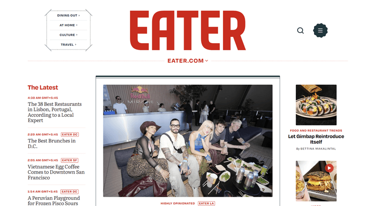 Eater - Food Blog Website Examples