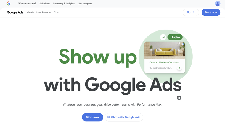 Google Ads Home Page