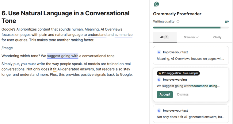 Grammarly for Clarity