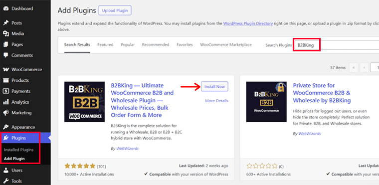 Install the B2BKing Plugin