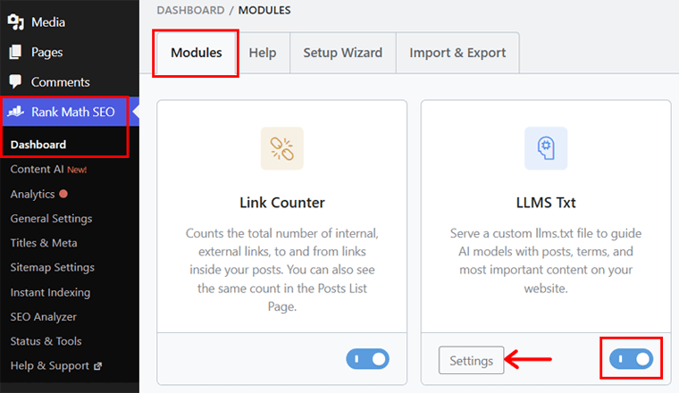 Enable LLMS Module