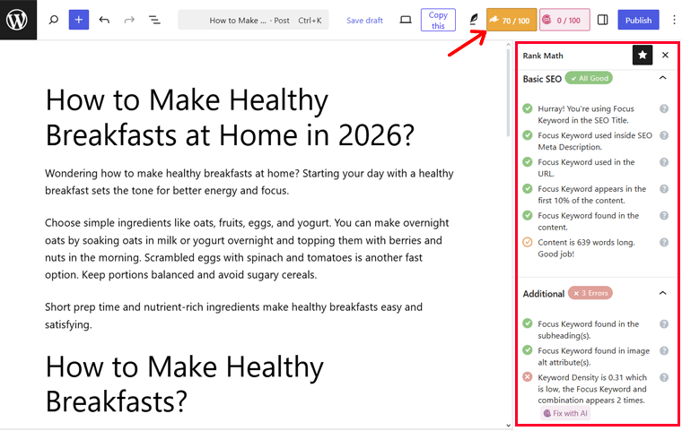 On-page SEO with Rank Math
