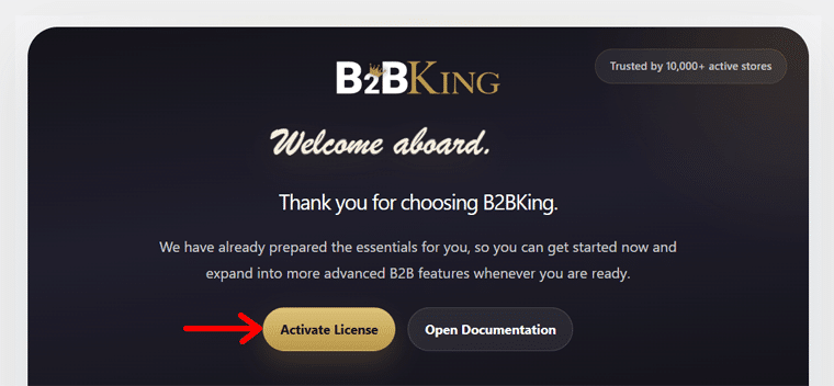 Open Activate License Option