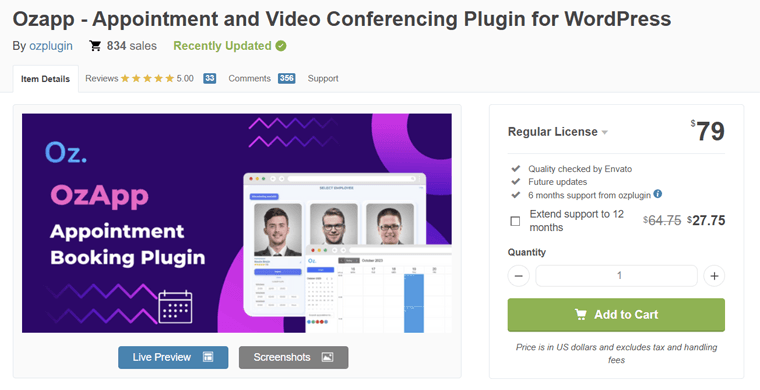 Ozapp Booking WordPress Plugin