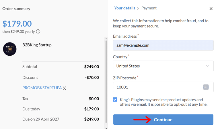 Payment Billing of B2BKing