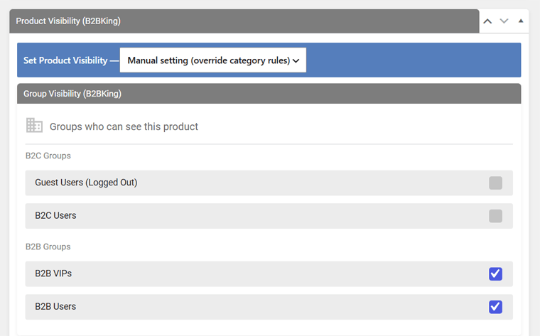 Product Visibility Settings