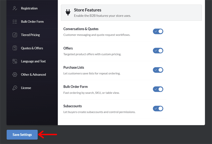 Save B2BKing Store Features