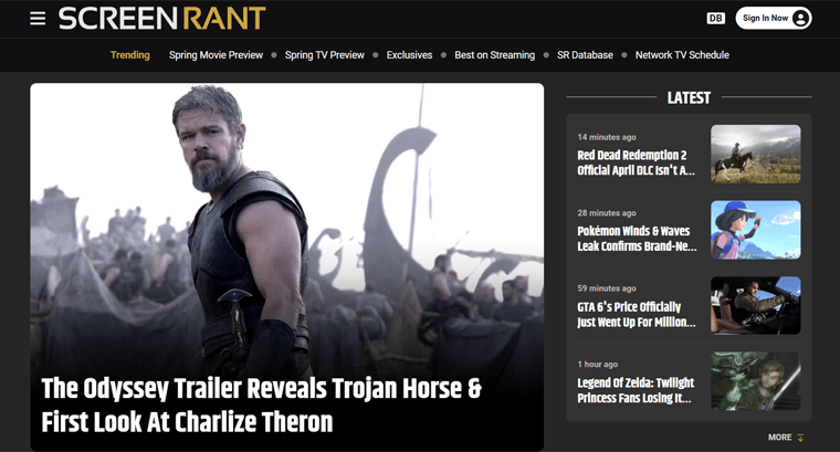 ScreenRant Movie Blog Example