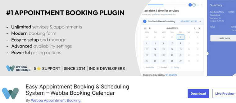 Webba Booking WordPress Plugin