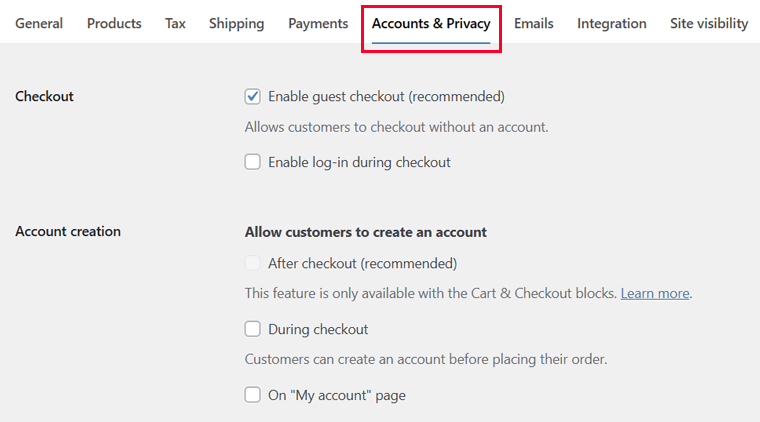Accounts and Privacy Settings