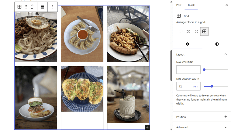 Add Grid Block with Content