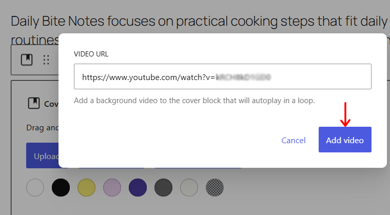 Add Video URL