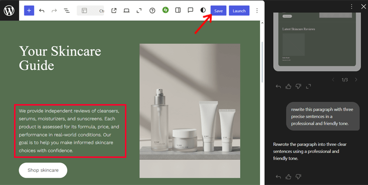 Change the Content in WordPress.com AI
