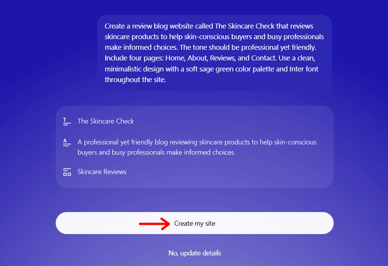 Create My Site Option