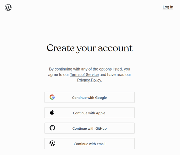 Create WordPress.com Account