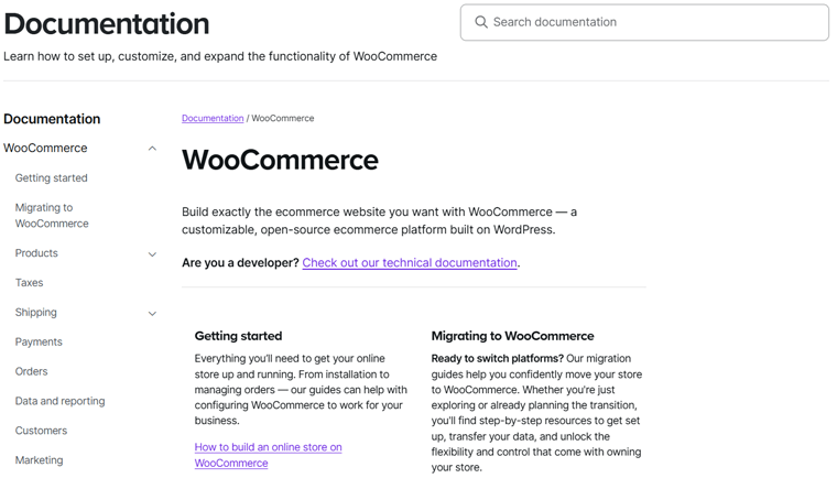 Documentation of WooCommerce