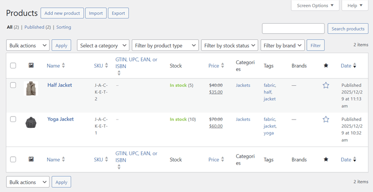 Product Management Feature of WooCommerce
