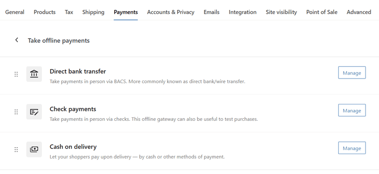 Offline Payment Options