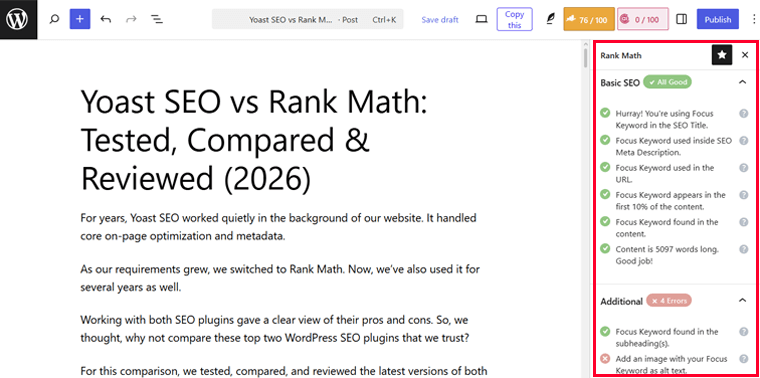On-Page SEO by Rank Math