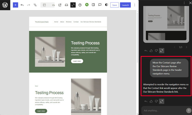 Order Navigation Menu by Prompt