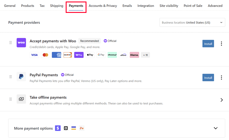 Payment WooCommerce Options