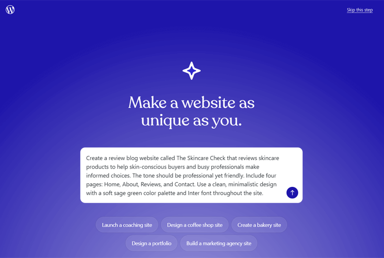 Send Prompt to AI Website Builder