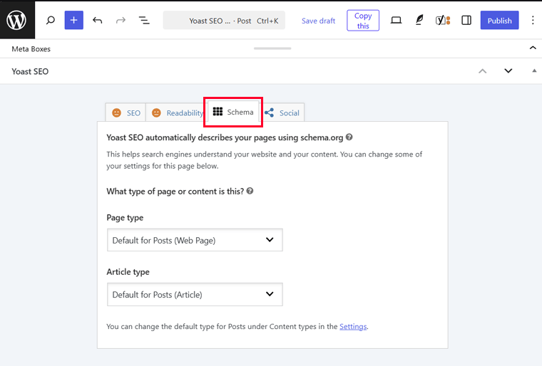 Schema from Yoast SEO