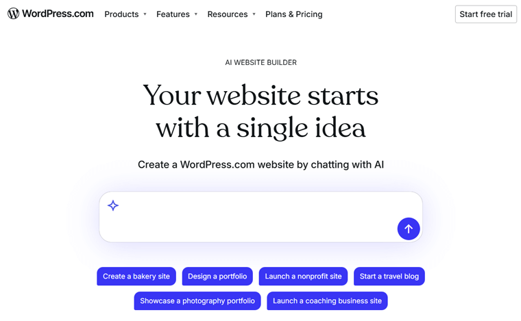 WordPress.com AI Website Builder