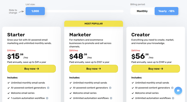 GetResponse Pricing Options