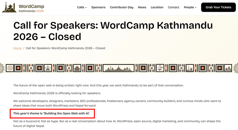 Example of WordCamp Theme