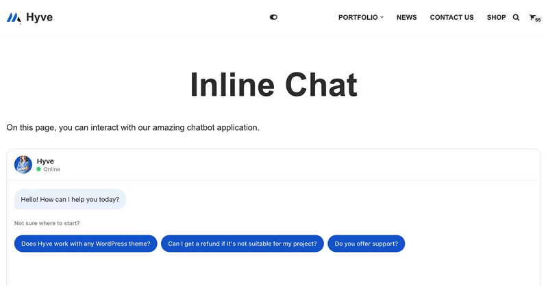Preview of Hyve AI Chatbot