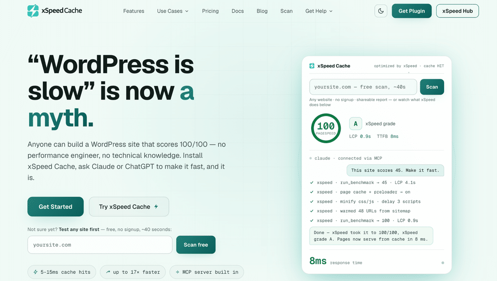 xSpeed Cache Review - WordPress MCP-Powered Caching Plugin