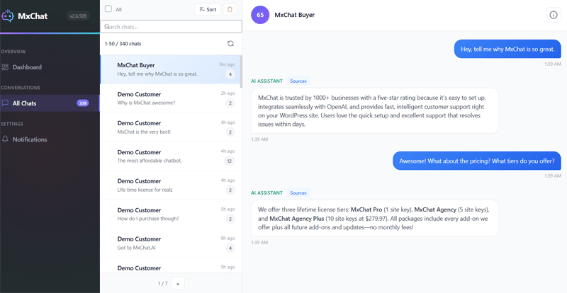 Preview of MxChat AI Chat